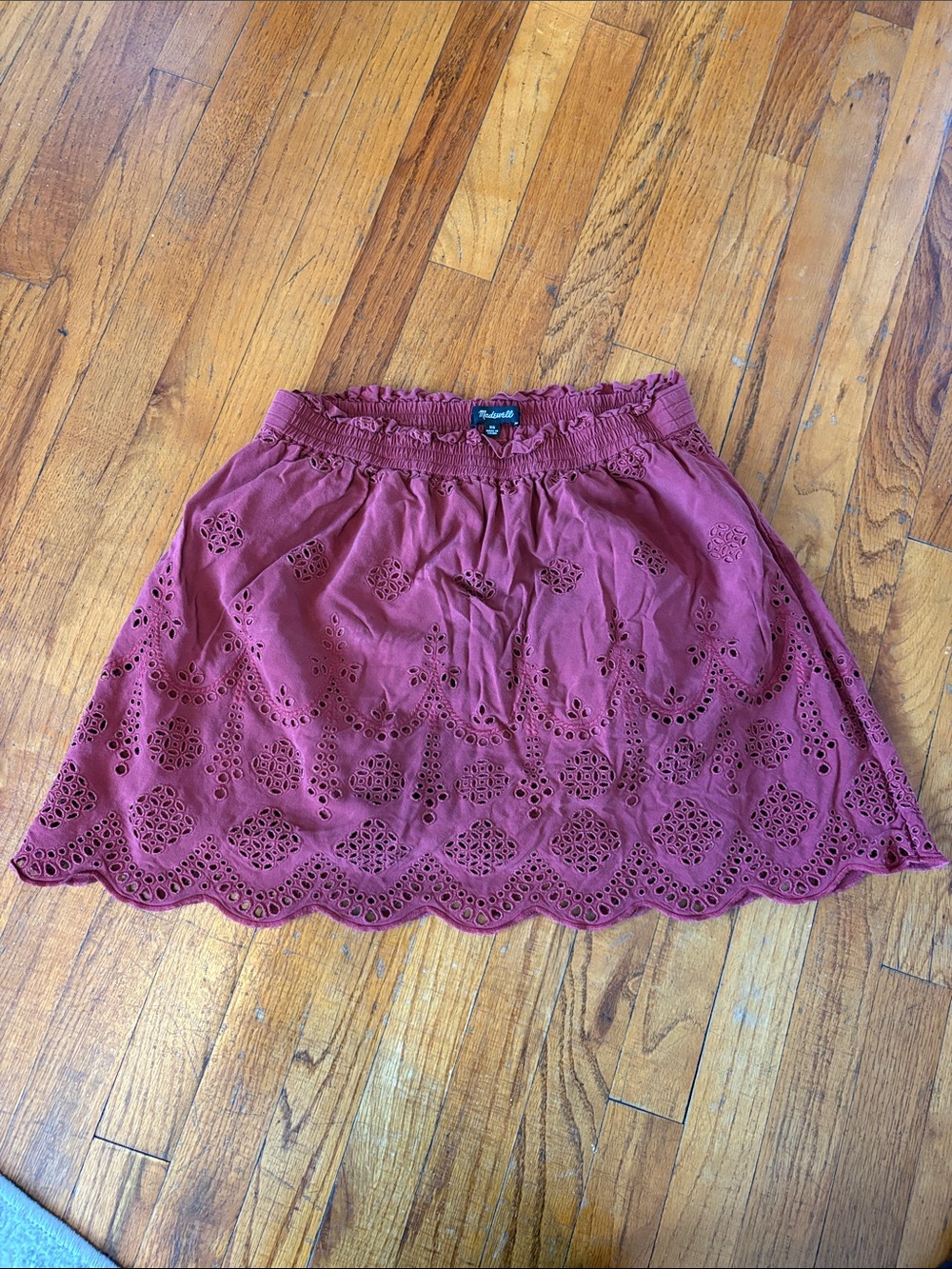 Madewell Burgundy Eyelet Skater Mini Skirt